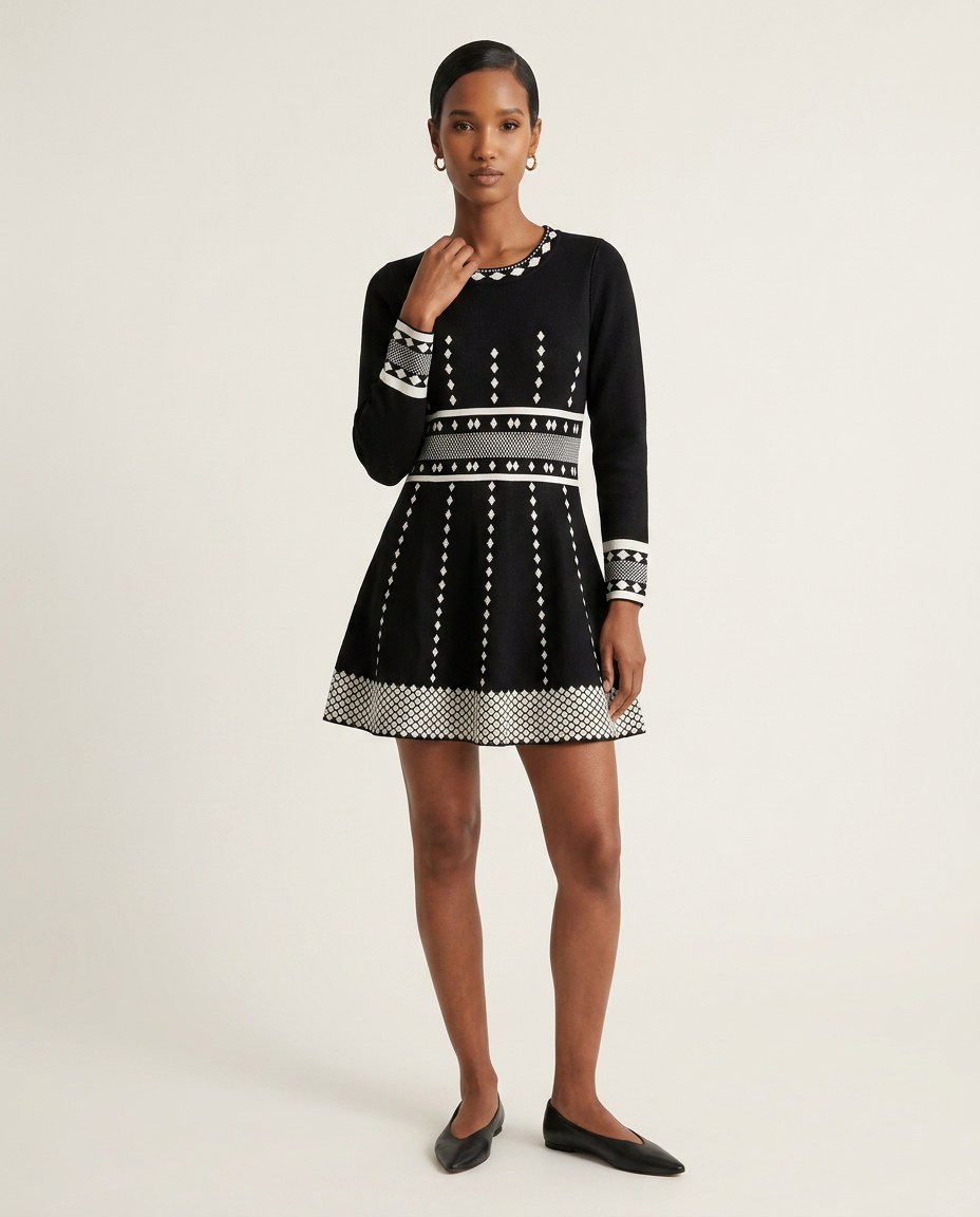 The Nova Geo-Knit Dress