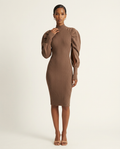 Espresso Knit Sculpted Sleeve Dress