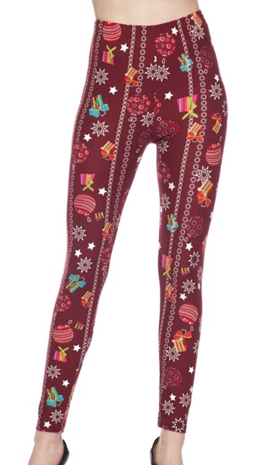 3X4X Christmas Gifts Ornaments PRINT Brushed Ankle PLUS SIZE Leggings